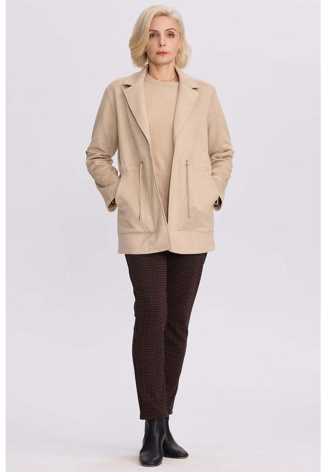 Chaqueta Mujer Recogido Beige-3
