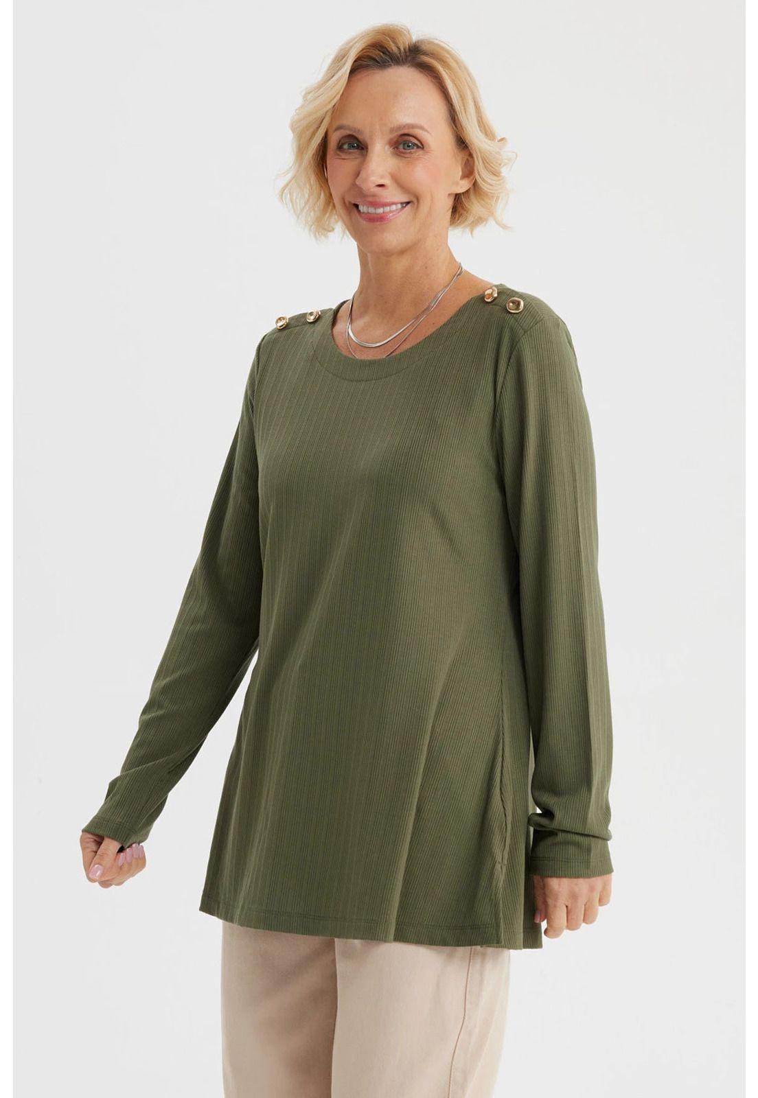 Polera Mujer Lisa Verde Olivo - ll-1