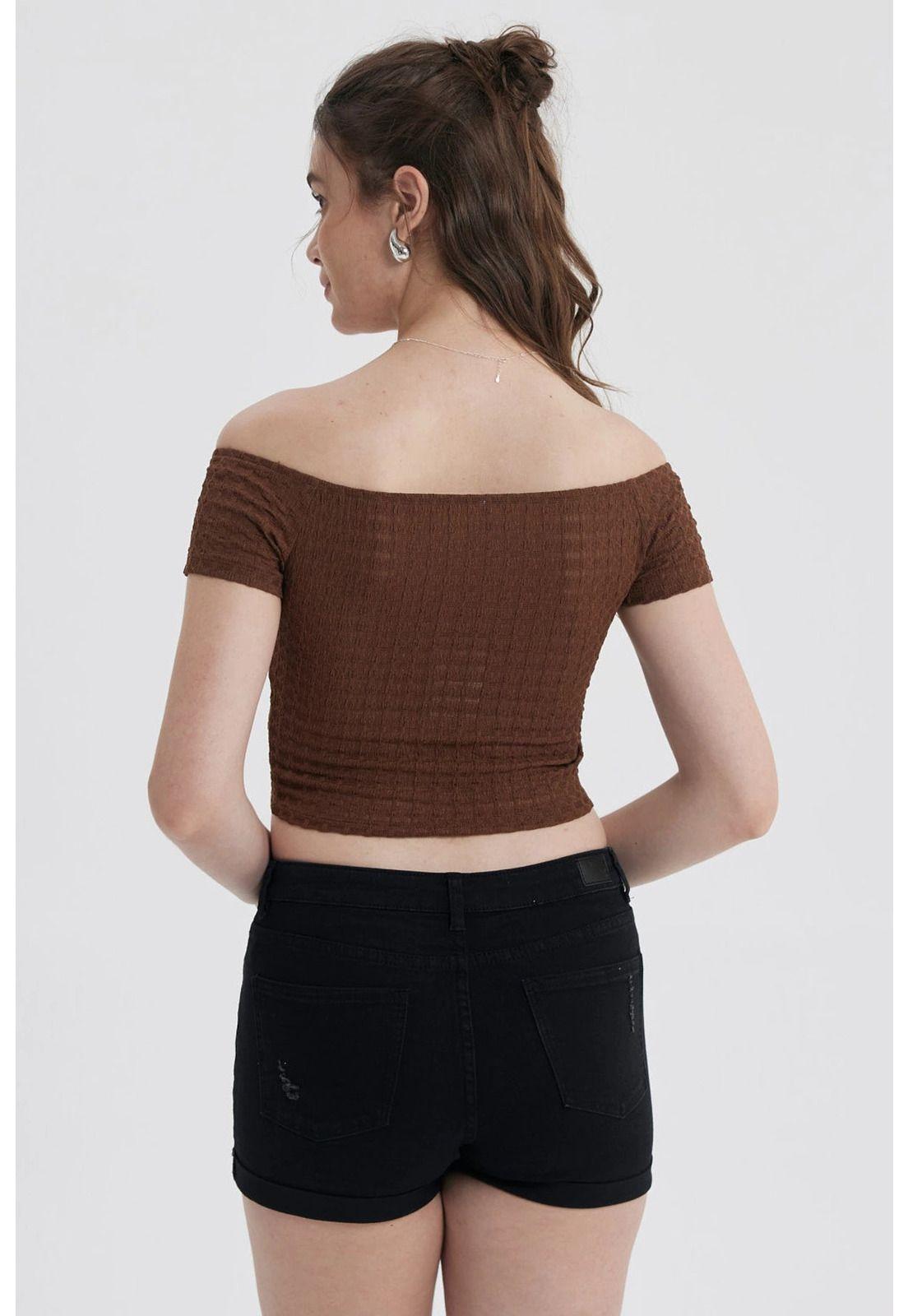 Polera Mujer Escote Bardot Café Oscuro-2