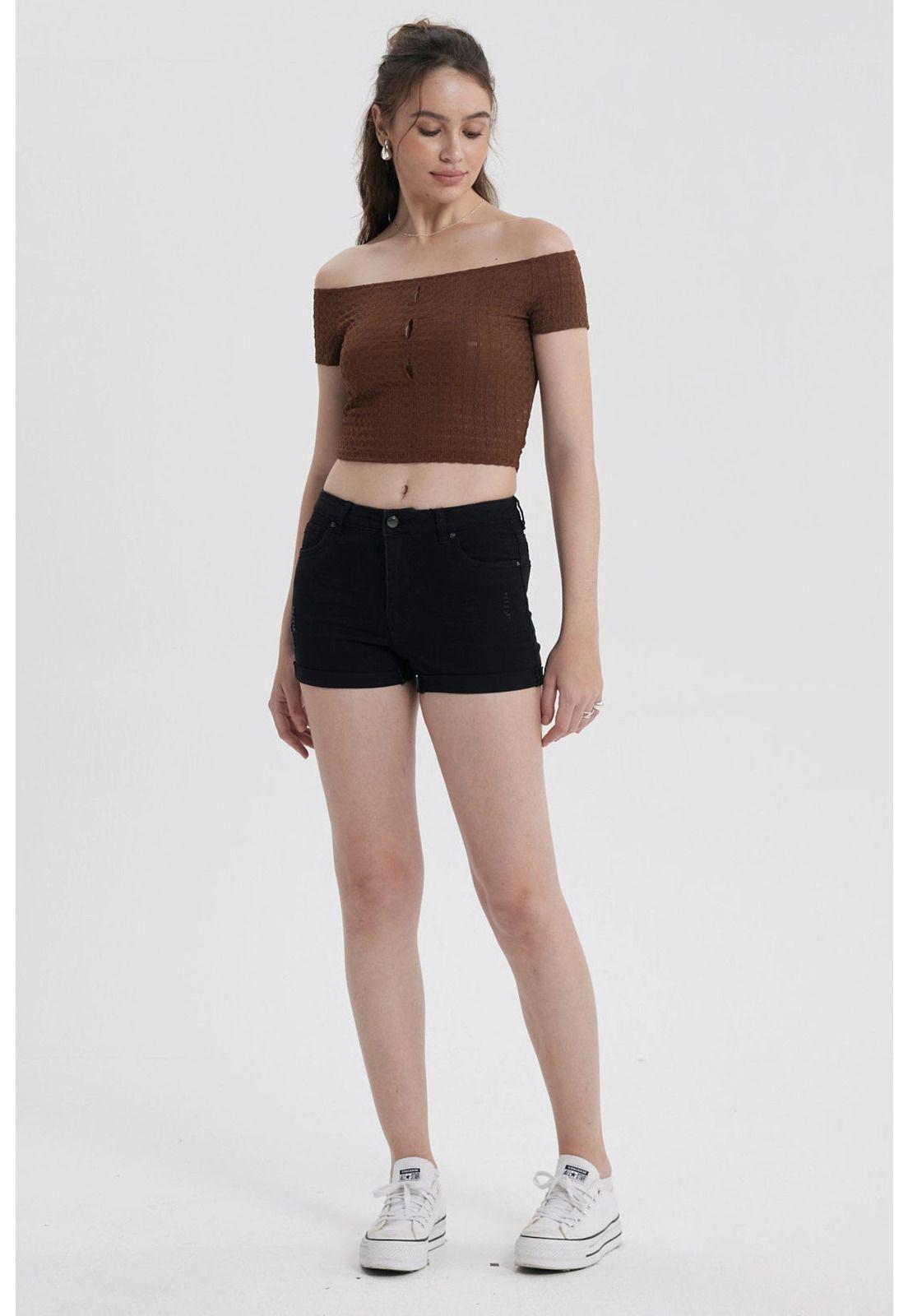 Polera Mujer Escote Bardot Café Oscuro-3