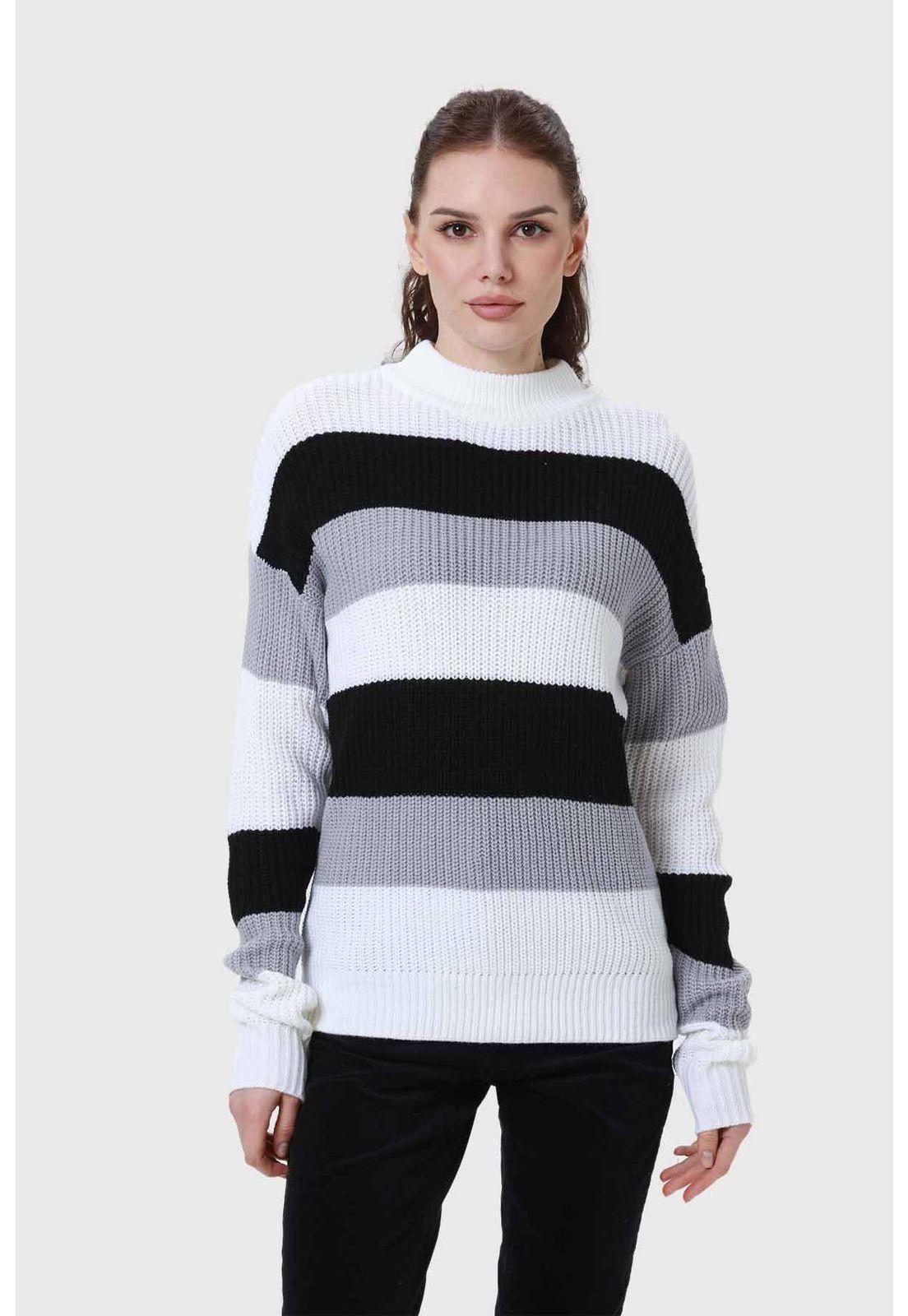 Sweater Mujer Bloques Blanco-0