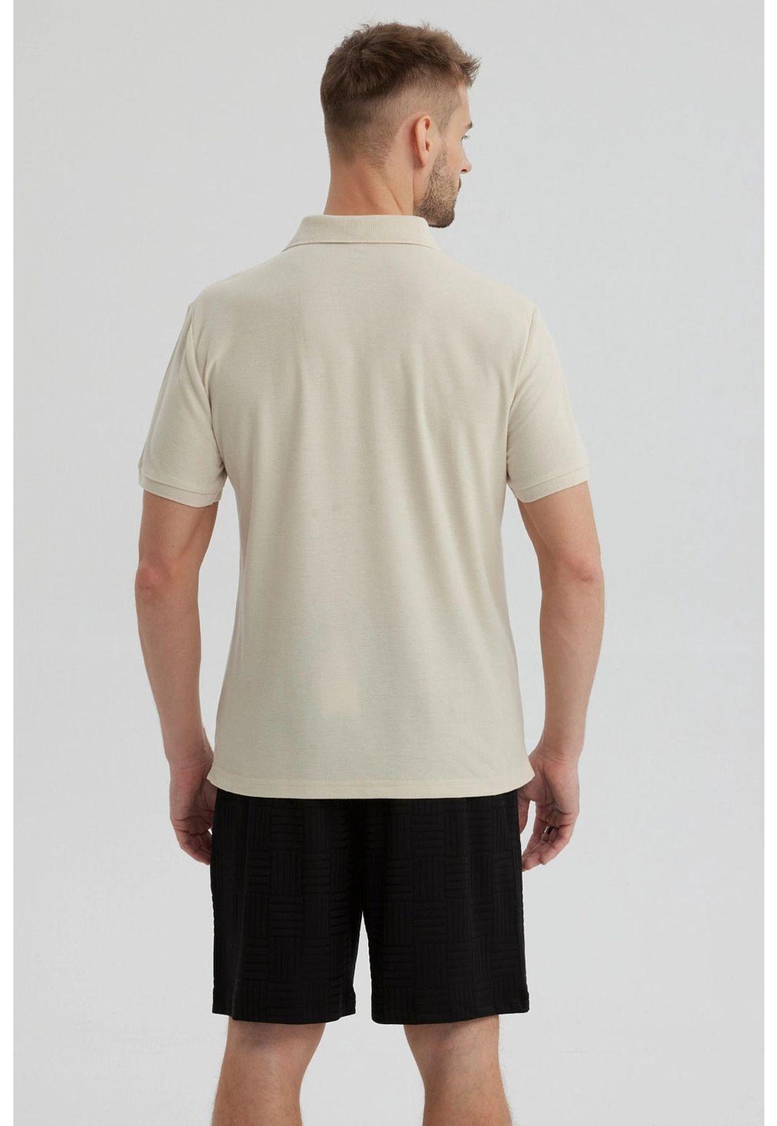 Polera Hombre Piqué Básica Lisa Beige - lll-2