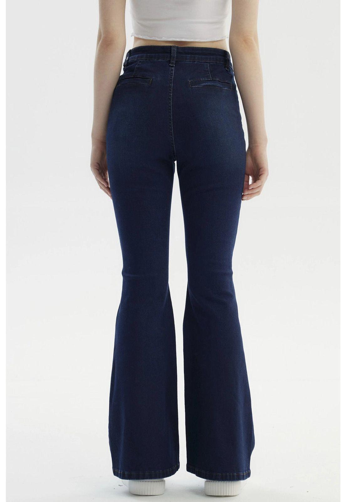 Jeans Mujer Flare Azul Oscuro - lV-2
