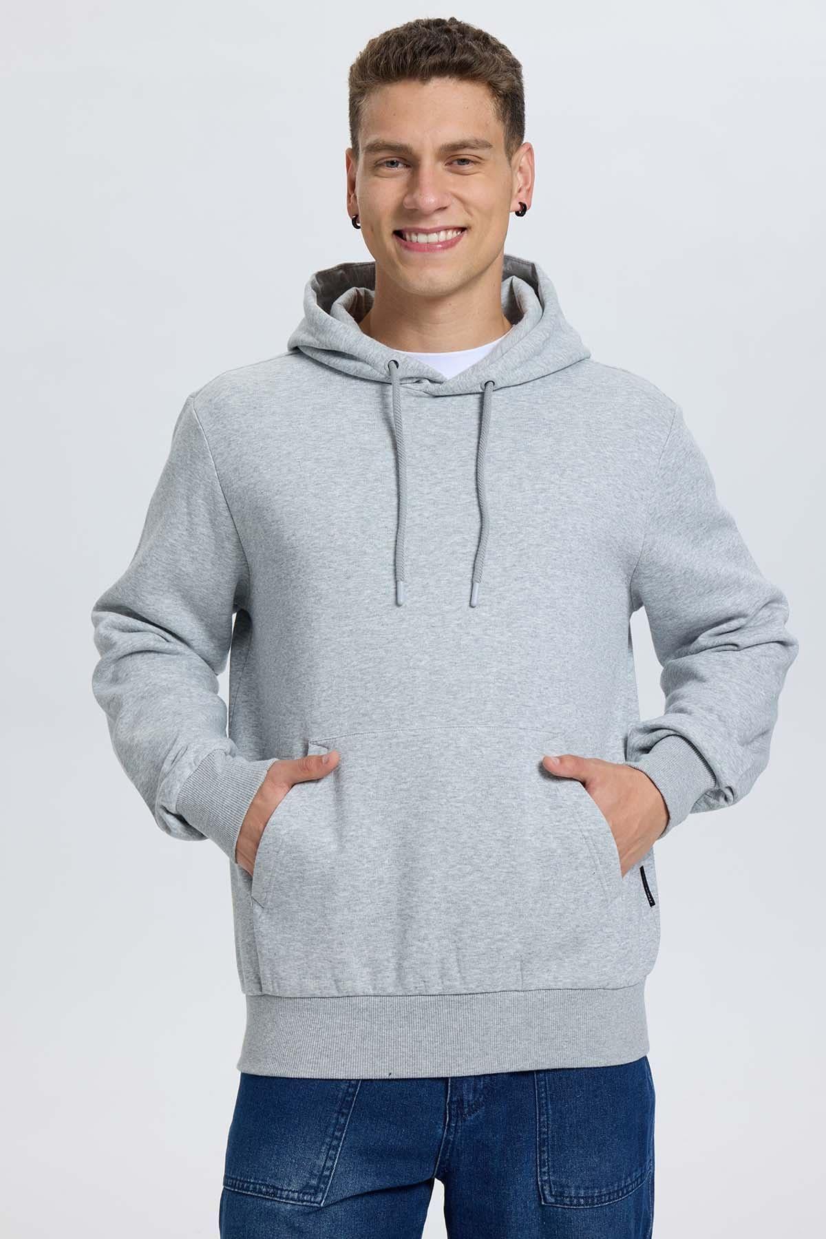 Polerón Hombre Hoodie Gris Melange-0