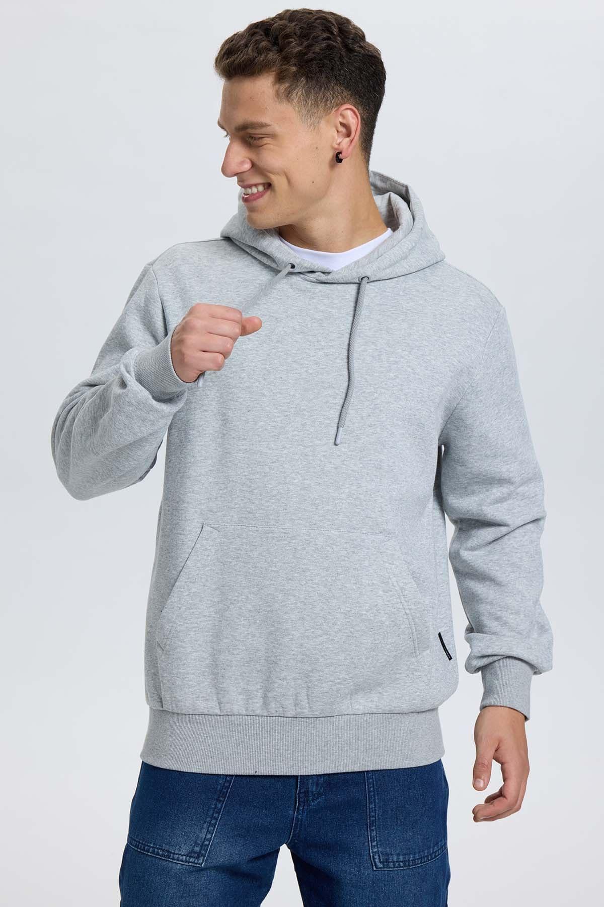Polerón Hombre Hoodie Gris Melange-1