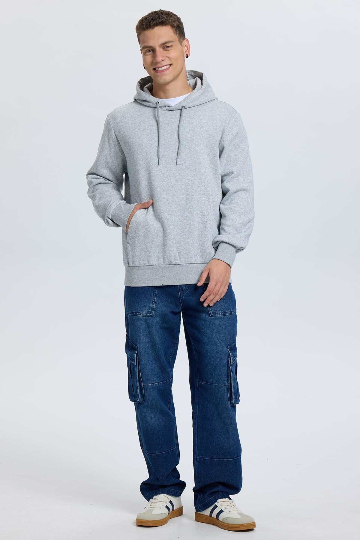 Polerón Hombre Hoodie Gris Melange-3