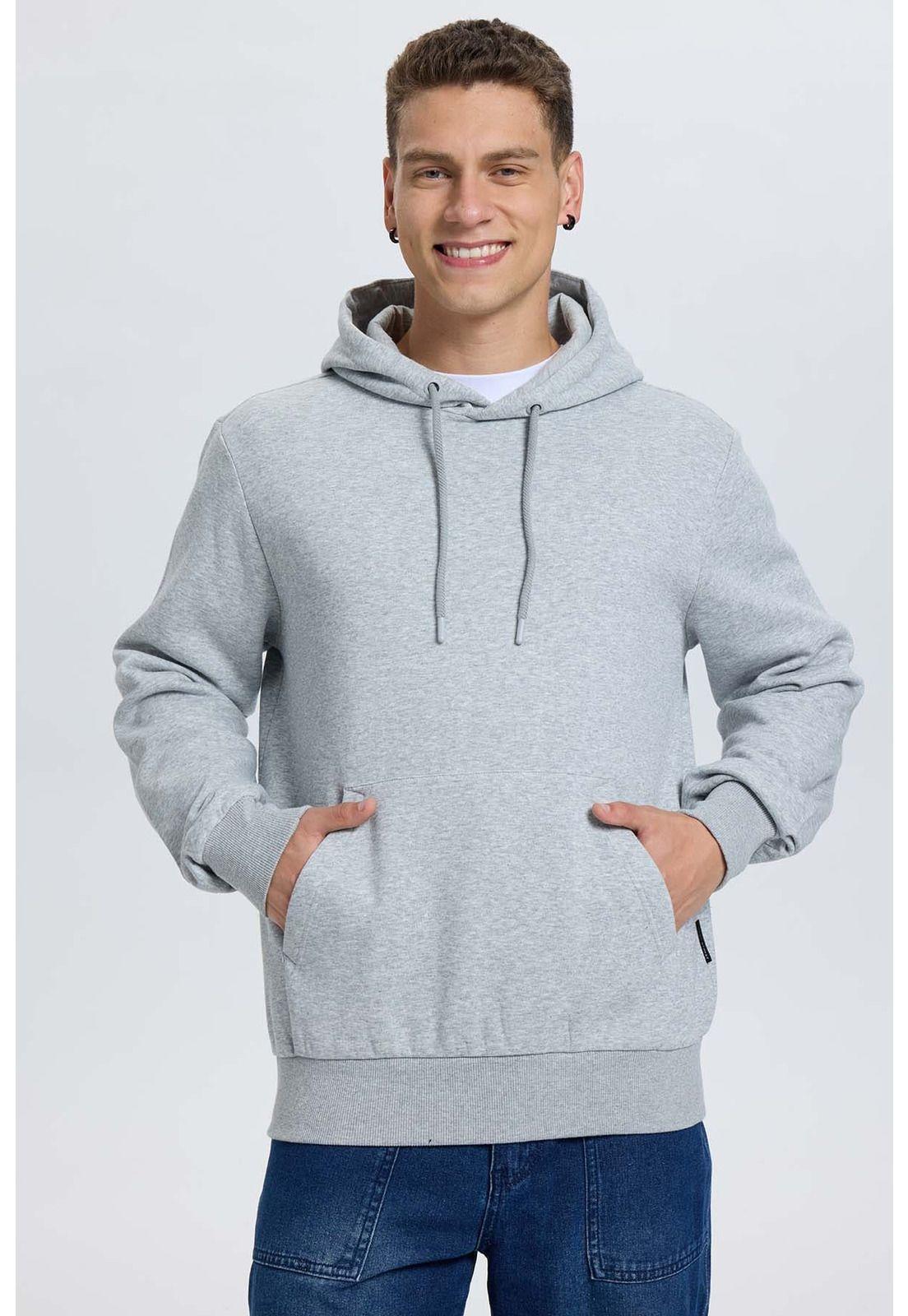 Polerón Hombre Hoodie Gris Melange-0