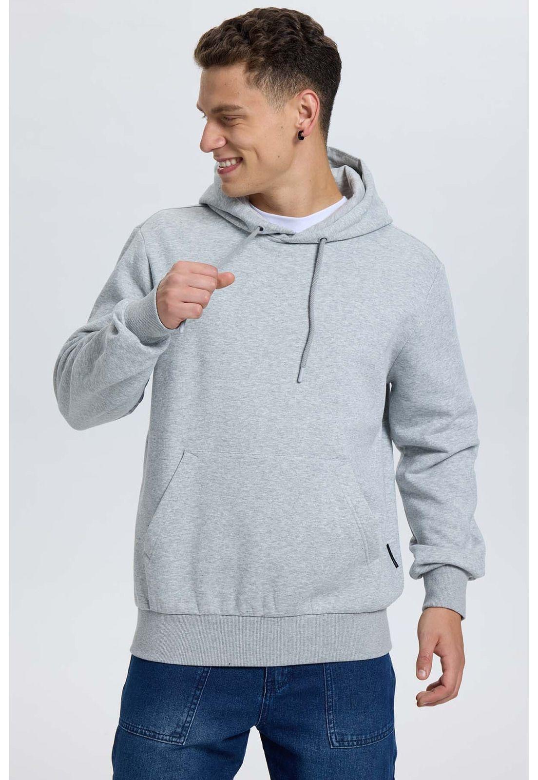 Polerón Hombre Hoodie Gris Melange-1