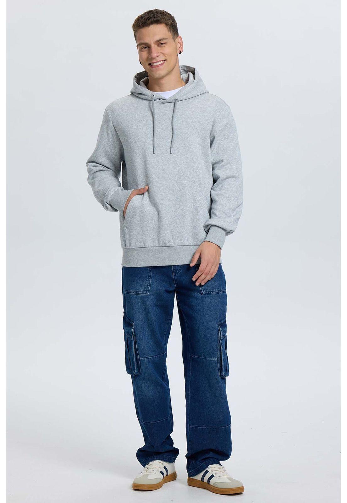 Polerón Hombre Hoodie Gris Melange-3