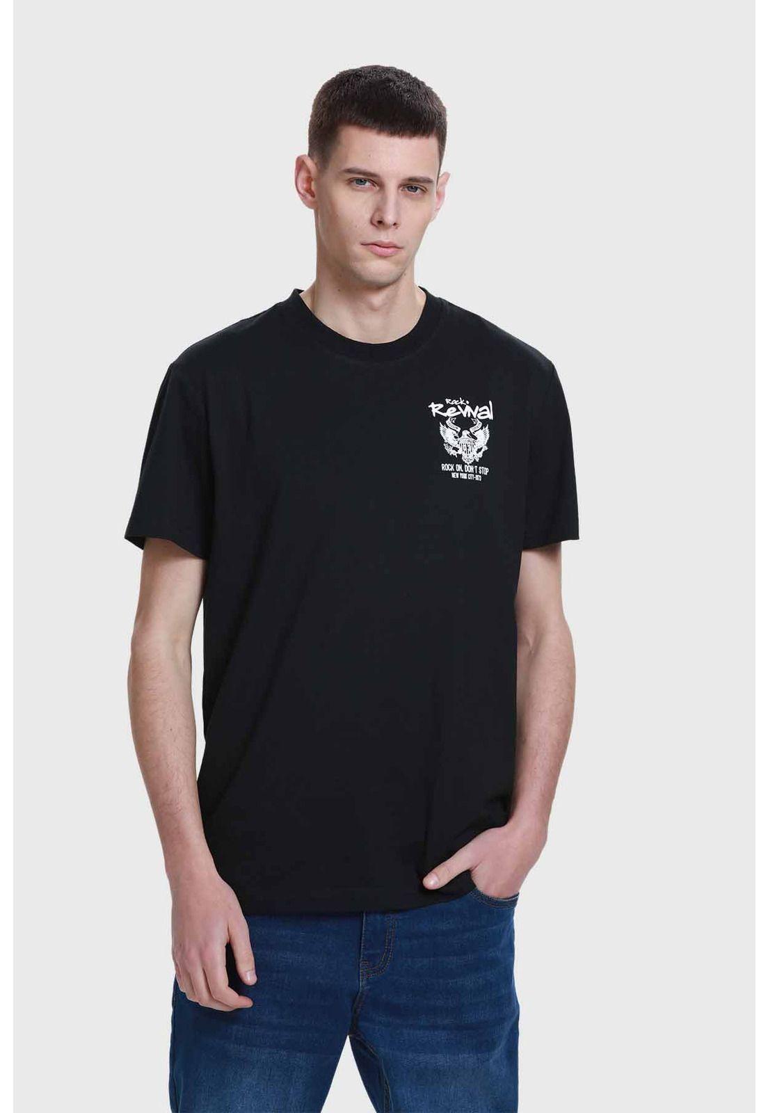 Polera Hombre Doble Print Negro - VII-0