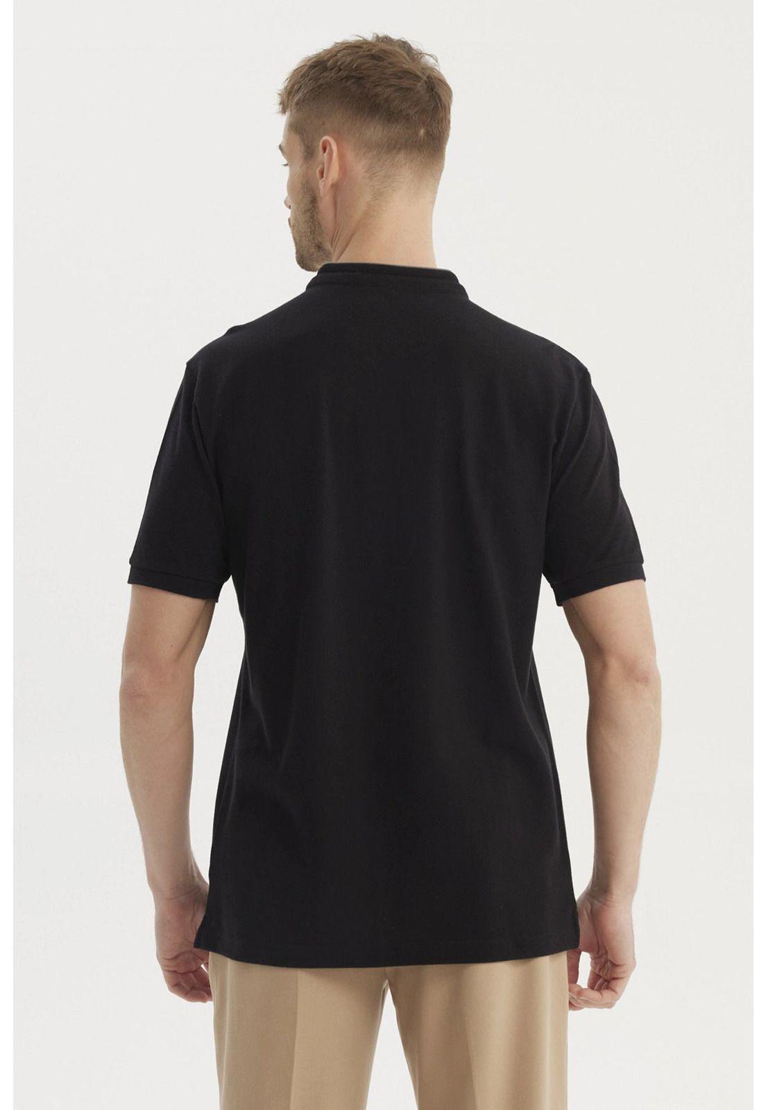 Polera Hombre Cuello Polo Negro-2