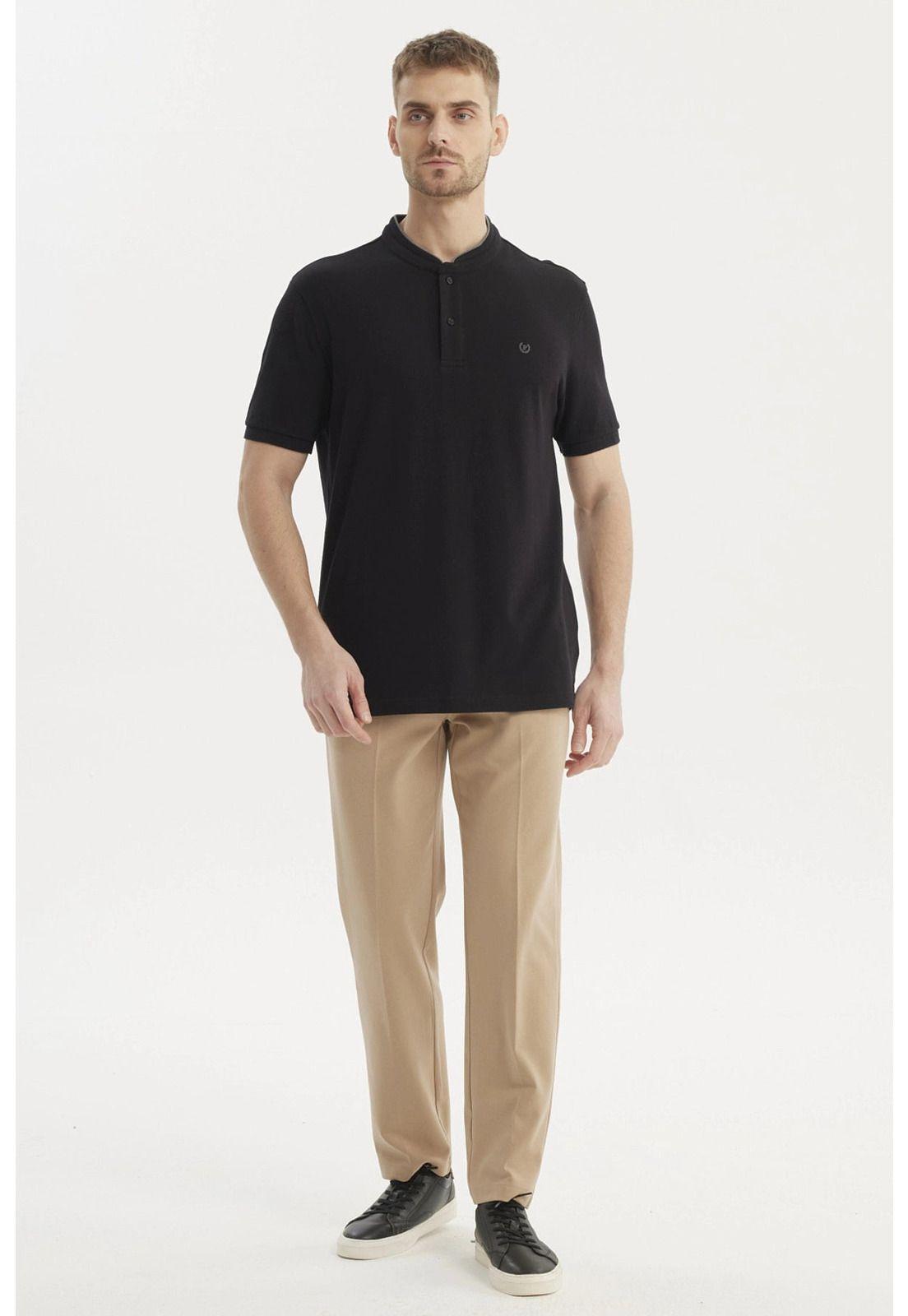 Polera Hombre Cuello Polo Negro-3