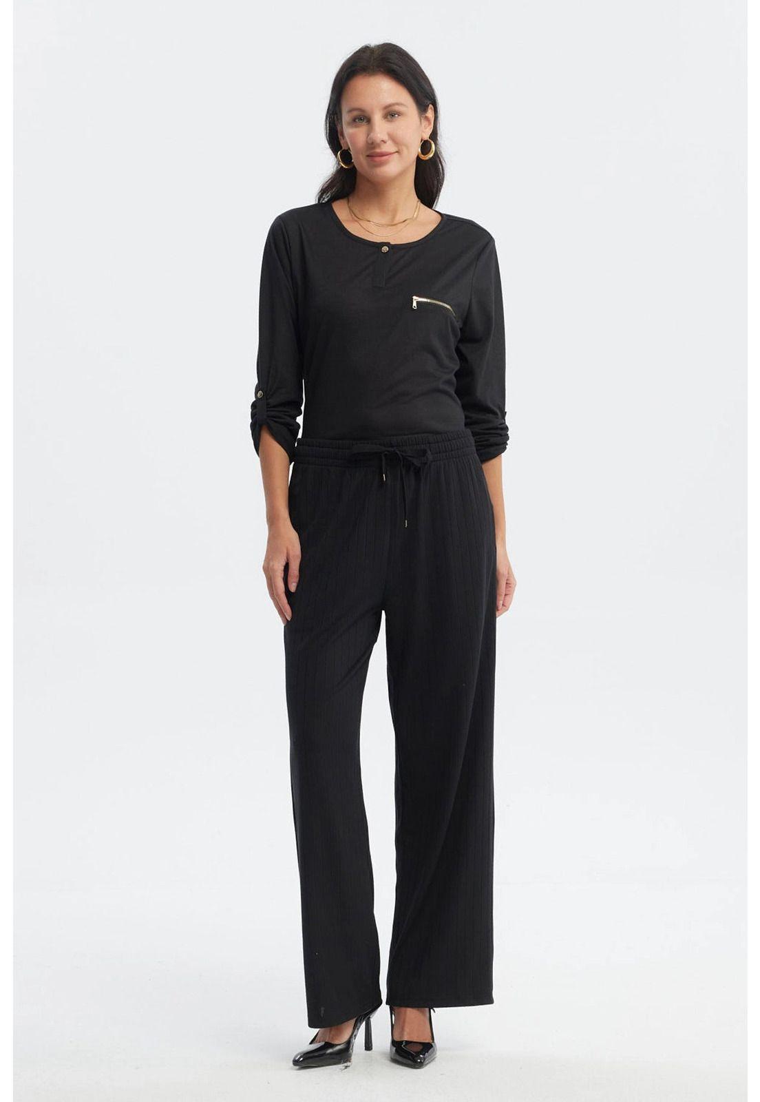 Pantalón Buzo Mujer Calce Recto Negro- ll-3