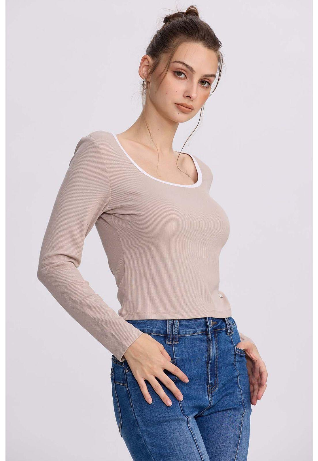 Polera Mujer Canalé Beige-1