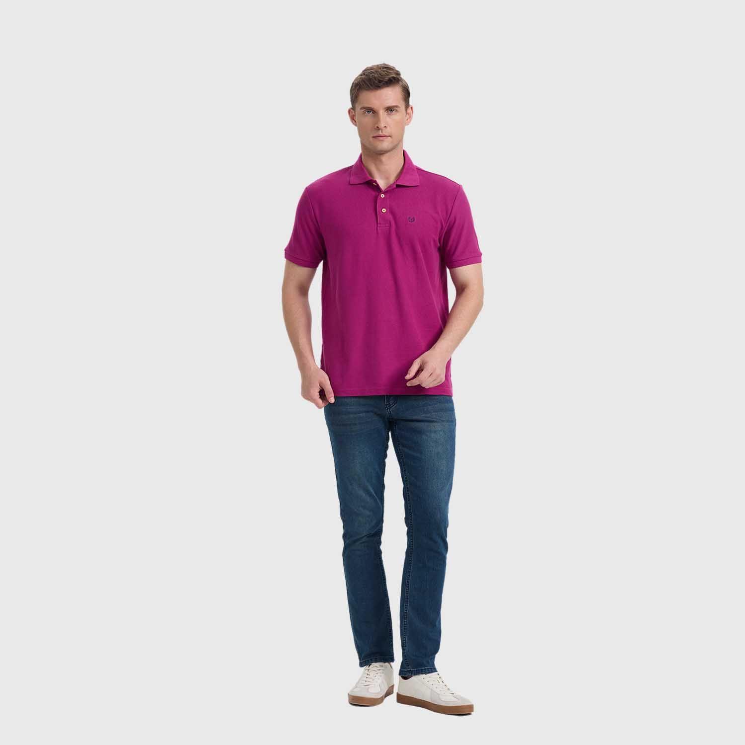 Polera Hombre Pique Básica Lisa Violeta Fashion's Park-3