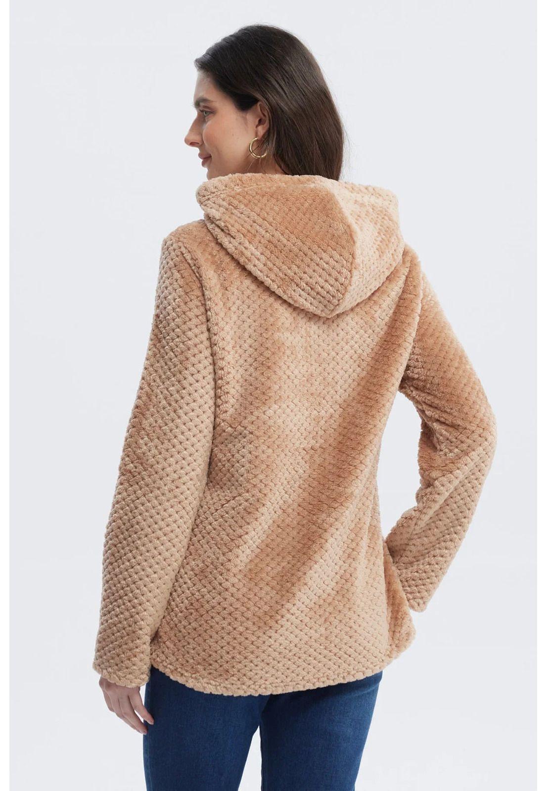 Polar Mujer Básico Aplicación Botón Beige Oscuro-2