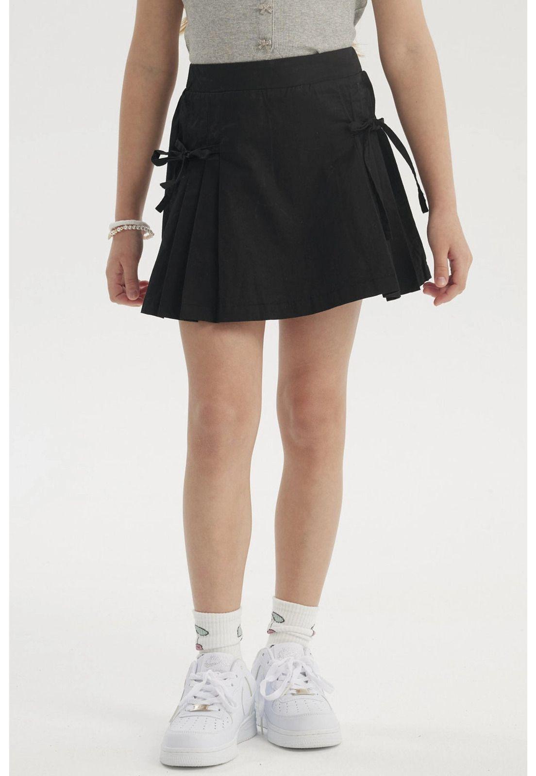 Falda Niña Pliegues Laterales Negro-0