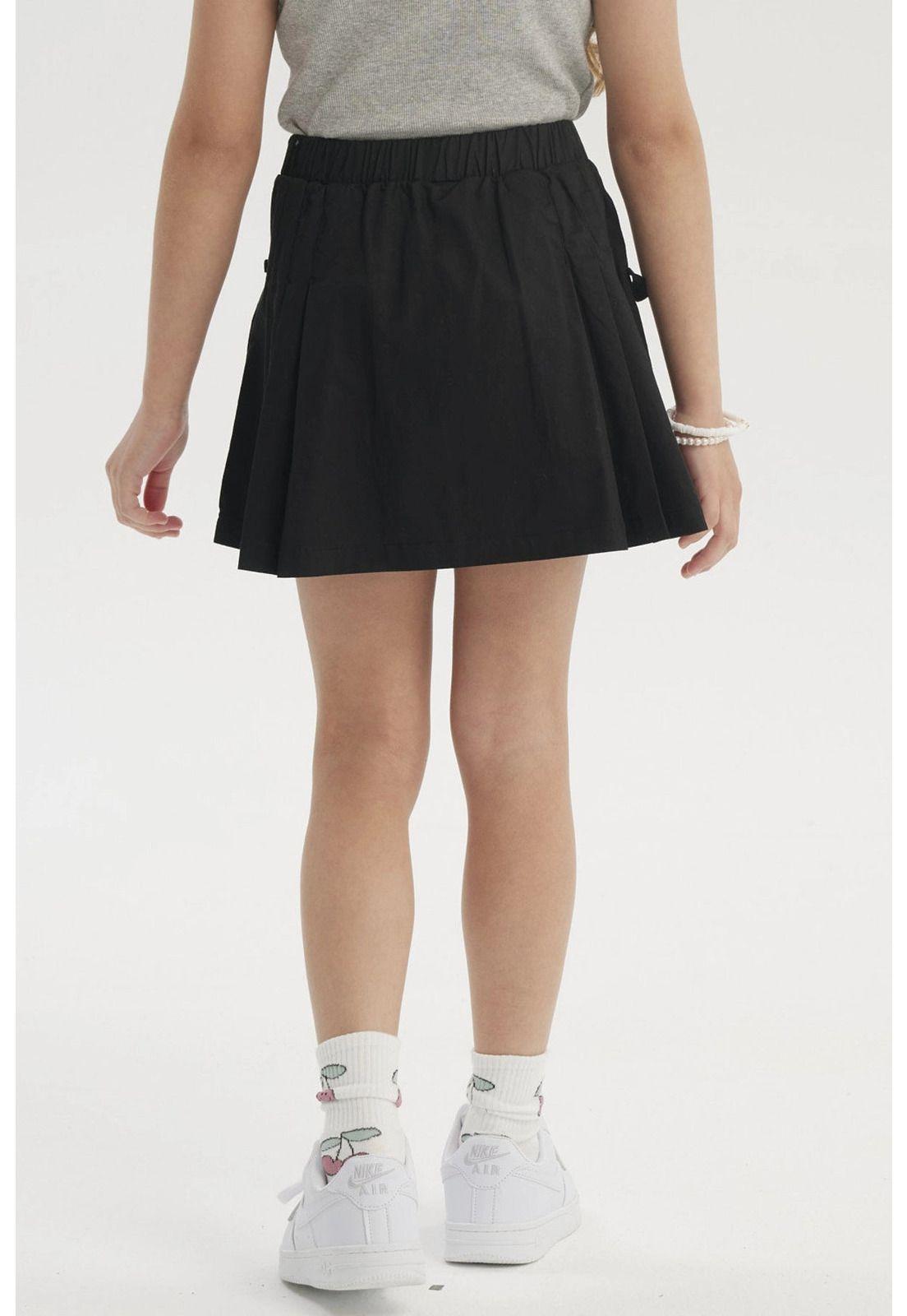 Falda Niña Pliegues Laterales Negro-1