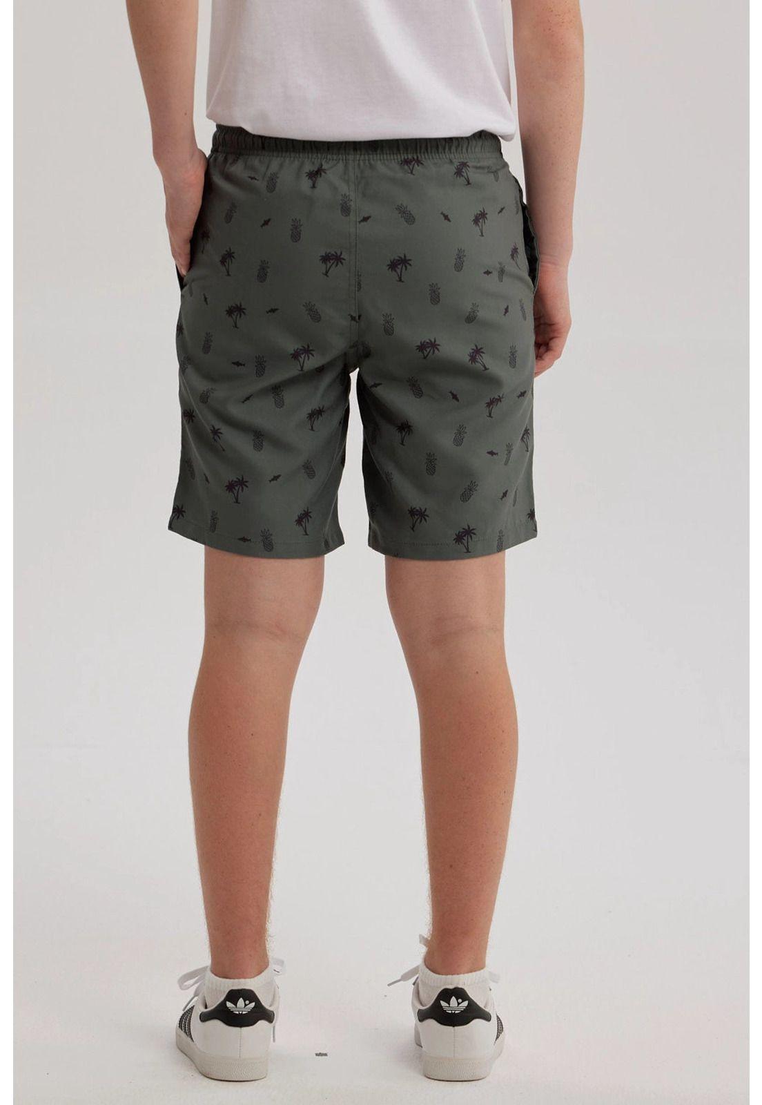 Short De Baño Niño Básico Print Verde Militar-2