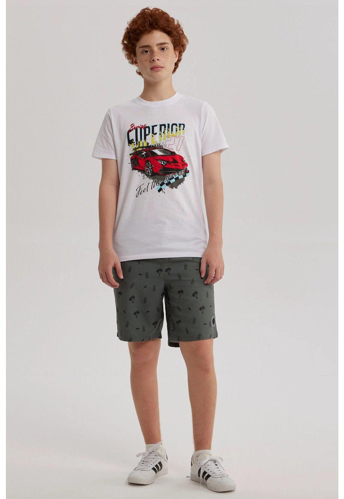 Short De Baño Niño Básico Print Verde Militar-3