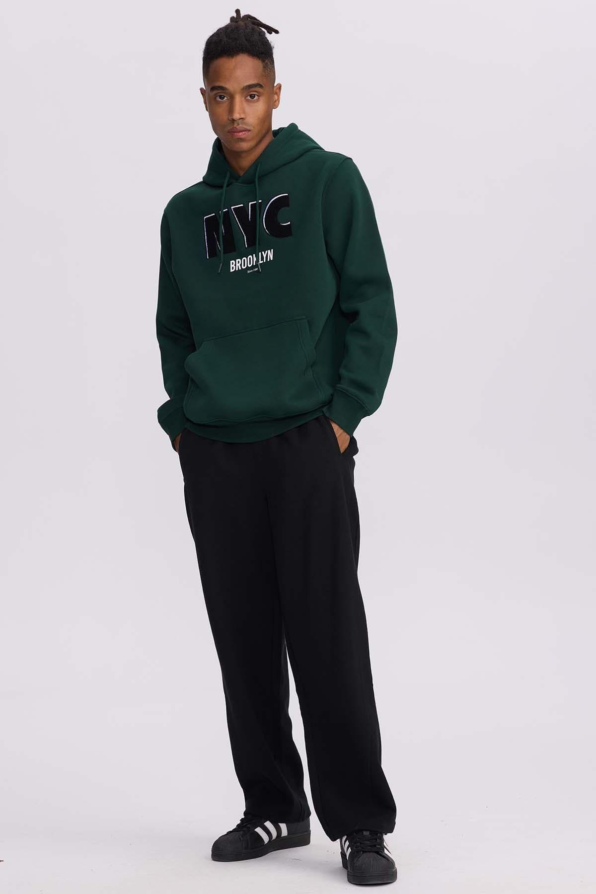 Polerón Hombre Hoodie Print Verde Oscuro-3