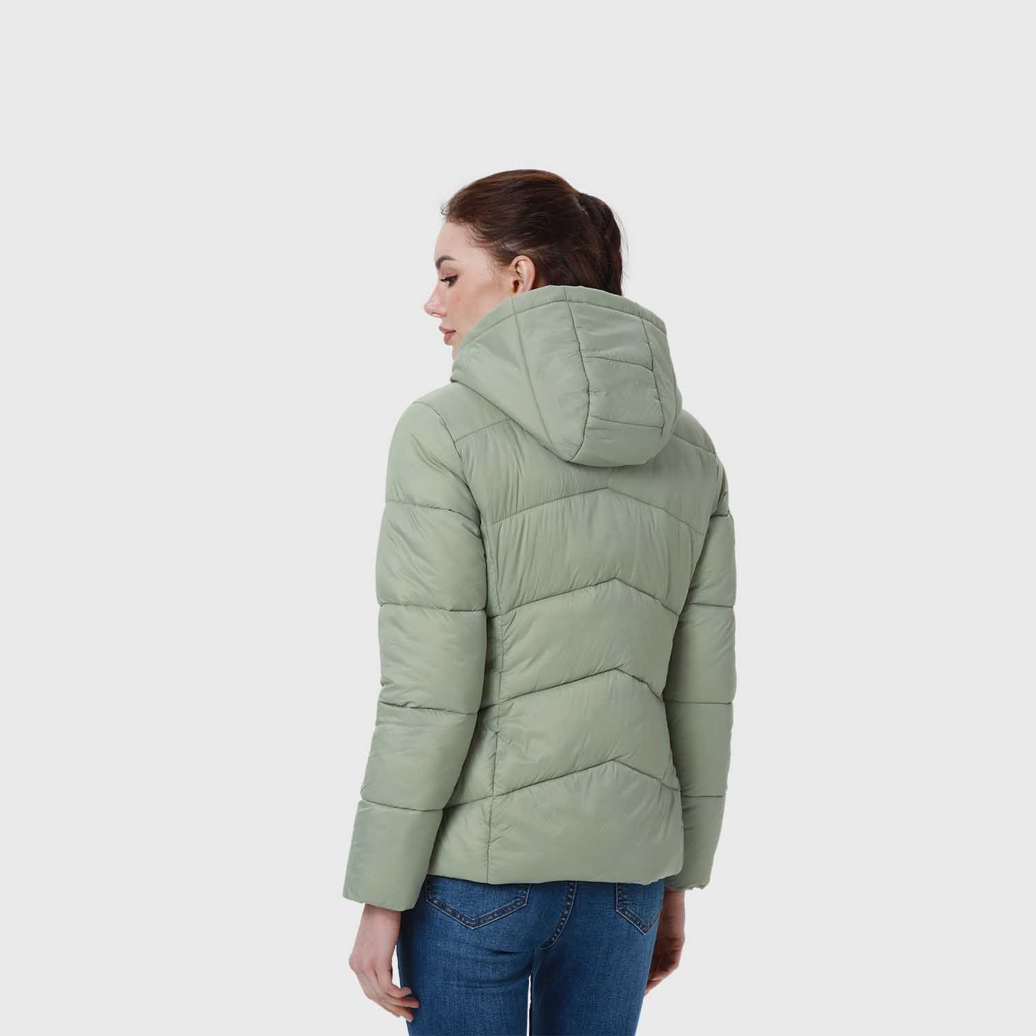 Parka Mujer Puffa Corta Verde Musgo-4