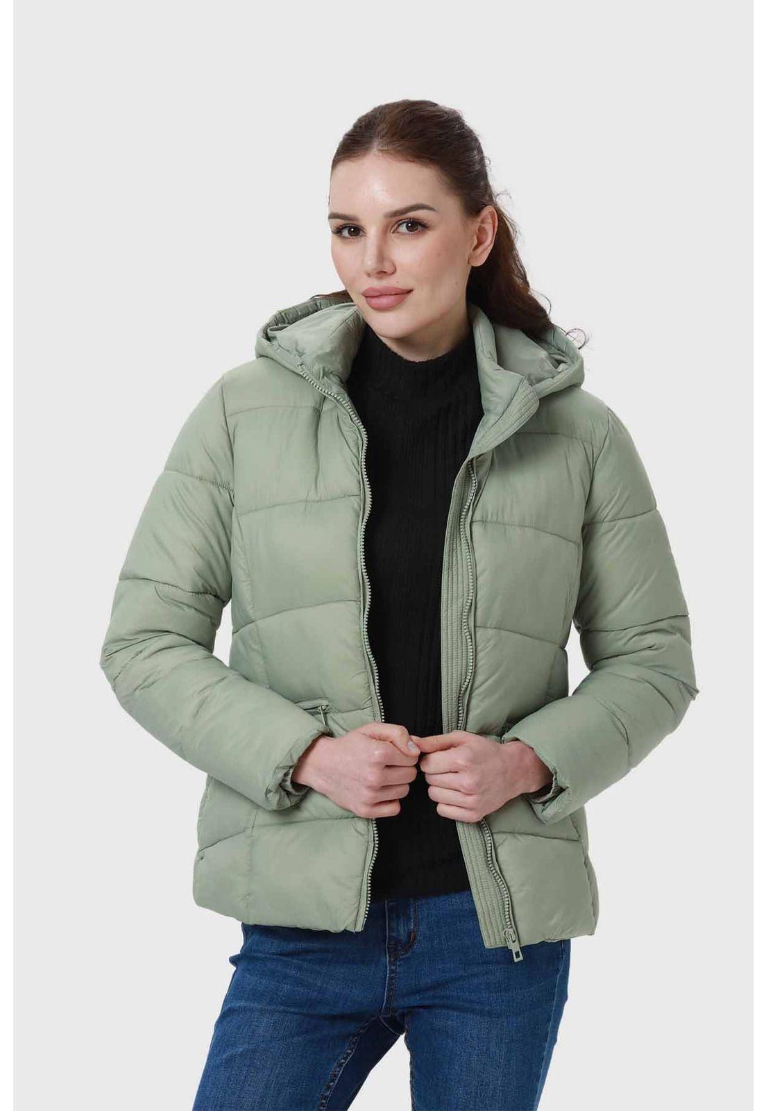 Parka Mujer Puffa Corta Verde-1