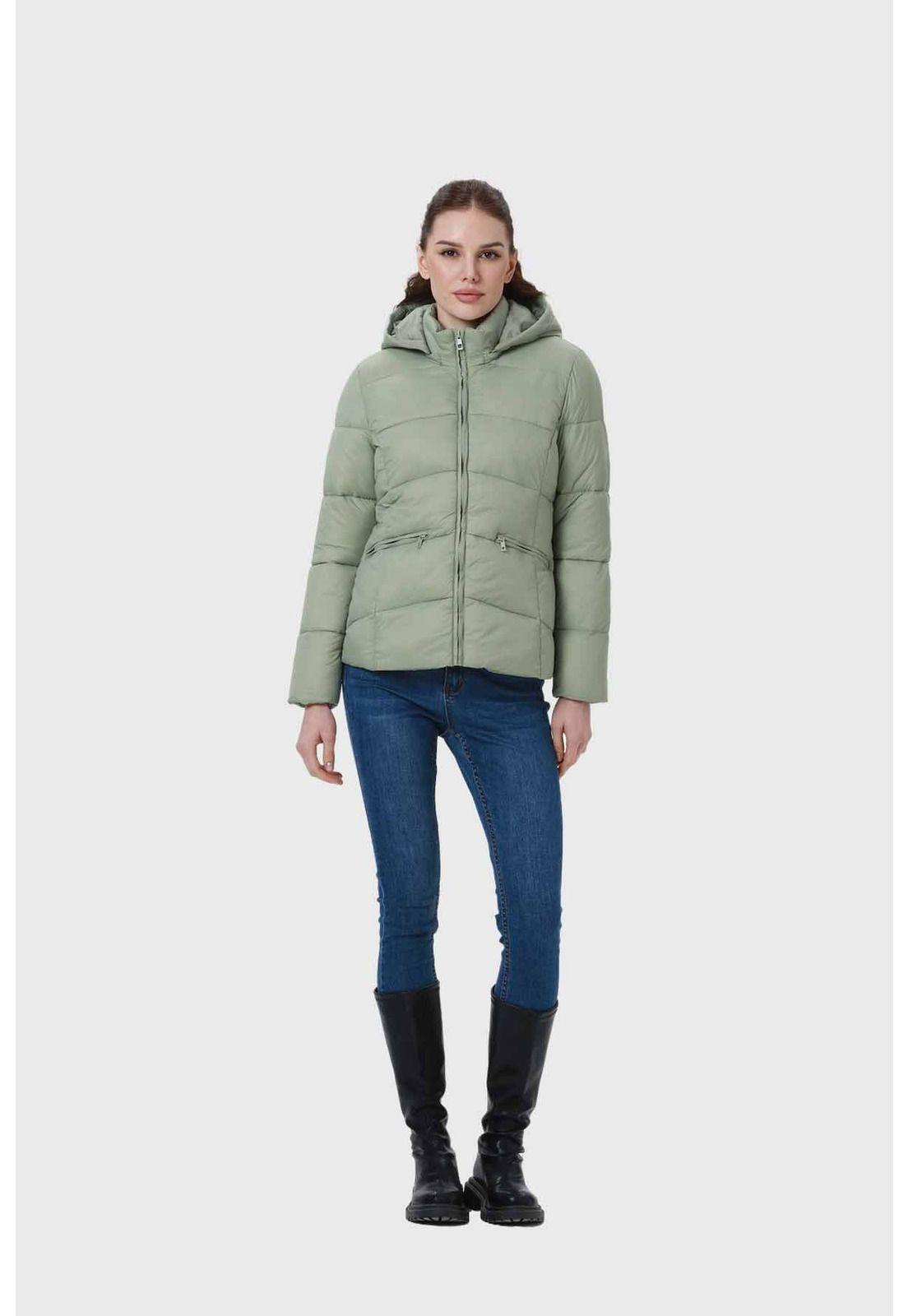 Parka Mujer Puffa Corta Verde-3
