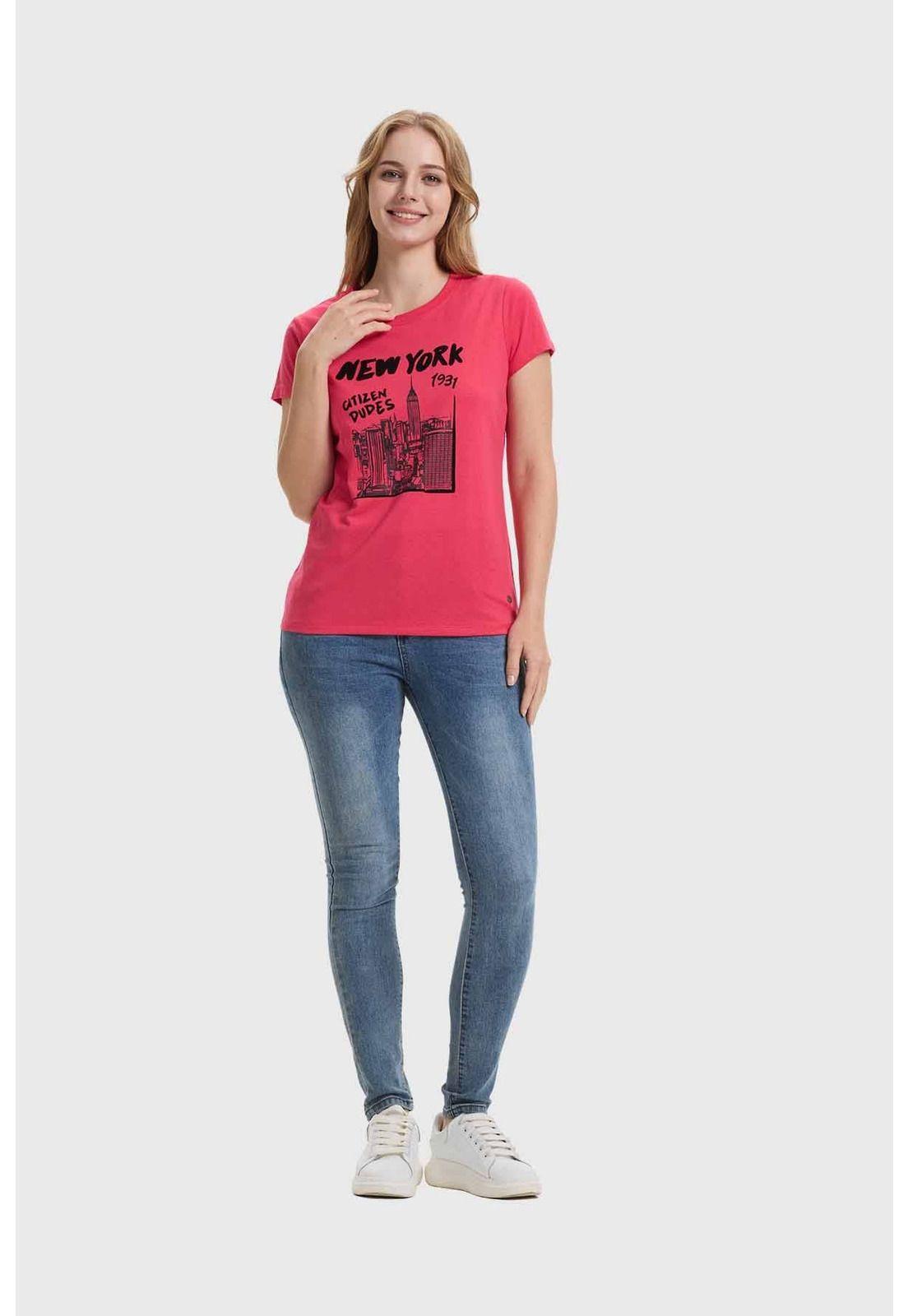 Polera Mujer Básica Print Magenta-3