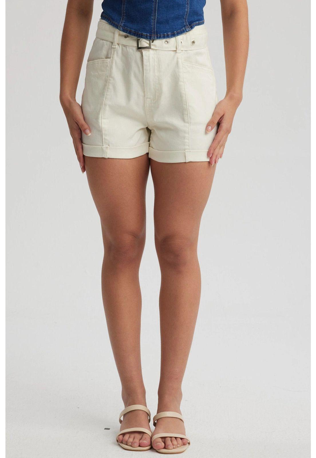 Short Mujer Mom Tiro Alto Bolsillo Diagonal Crudo-0