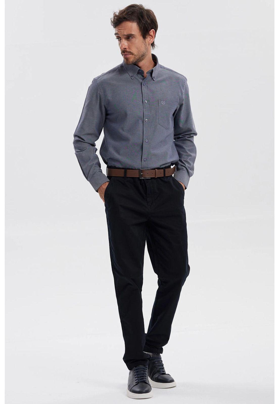 Camisa Hombre Oxford Azul-3