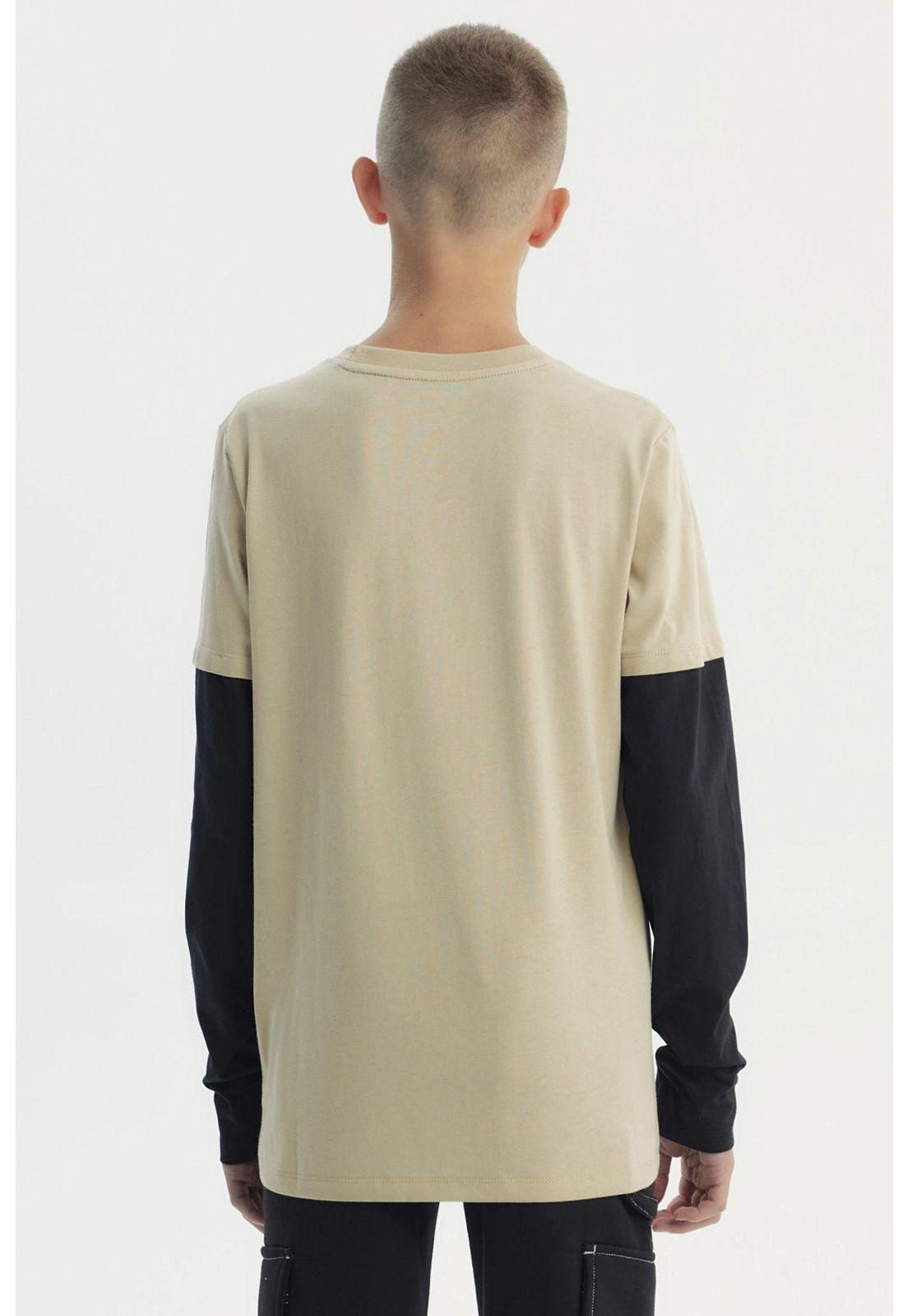 Polera Niño Básica Print Beige-2