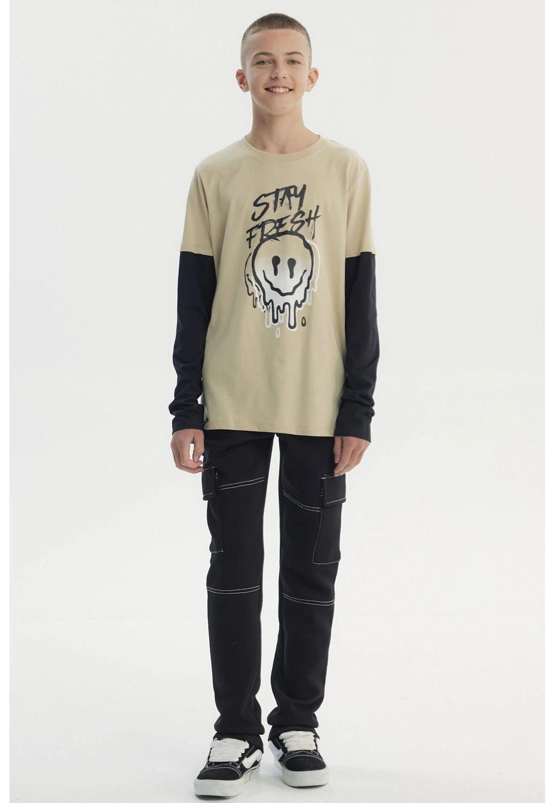 Polera Niño Básica Print Beige-3