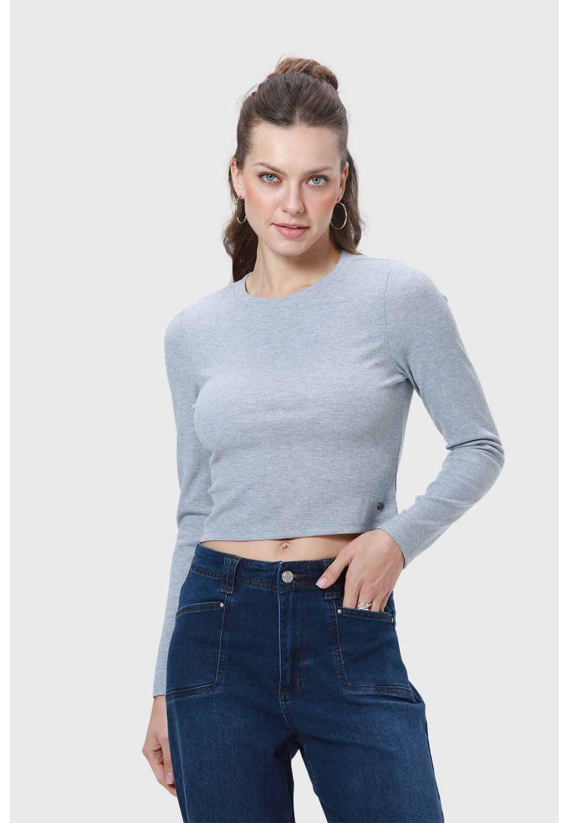 Polera Mujer Rib Gris-0