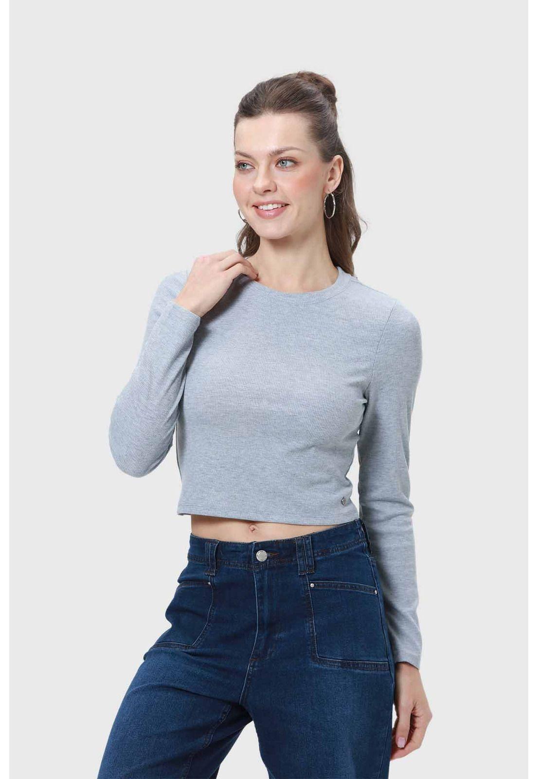 Polera Mujer Rib Gris-1