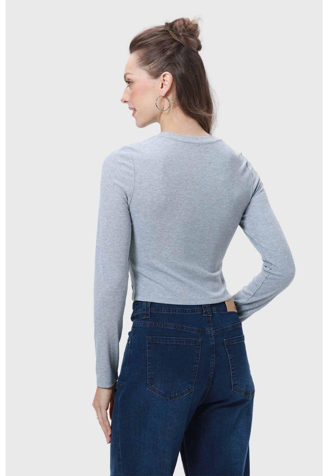 Polera Mujer Rib Gris-2