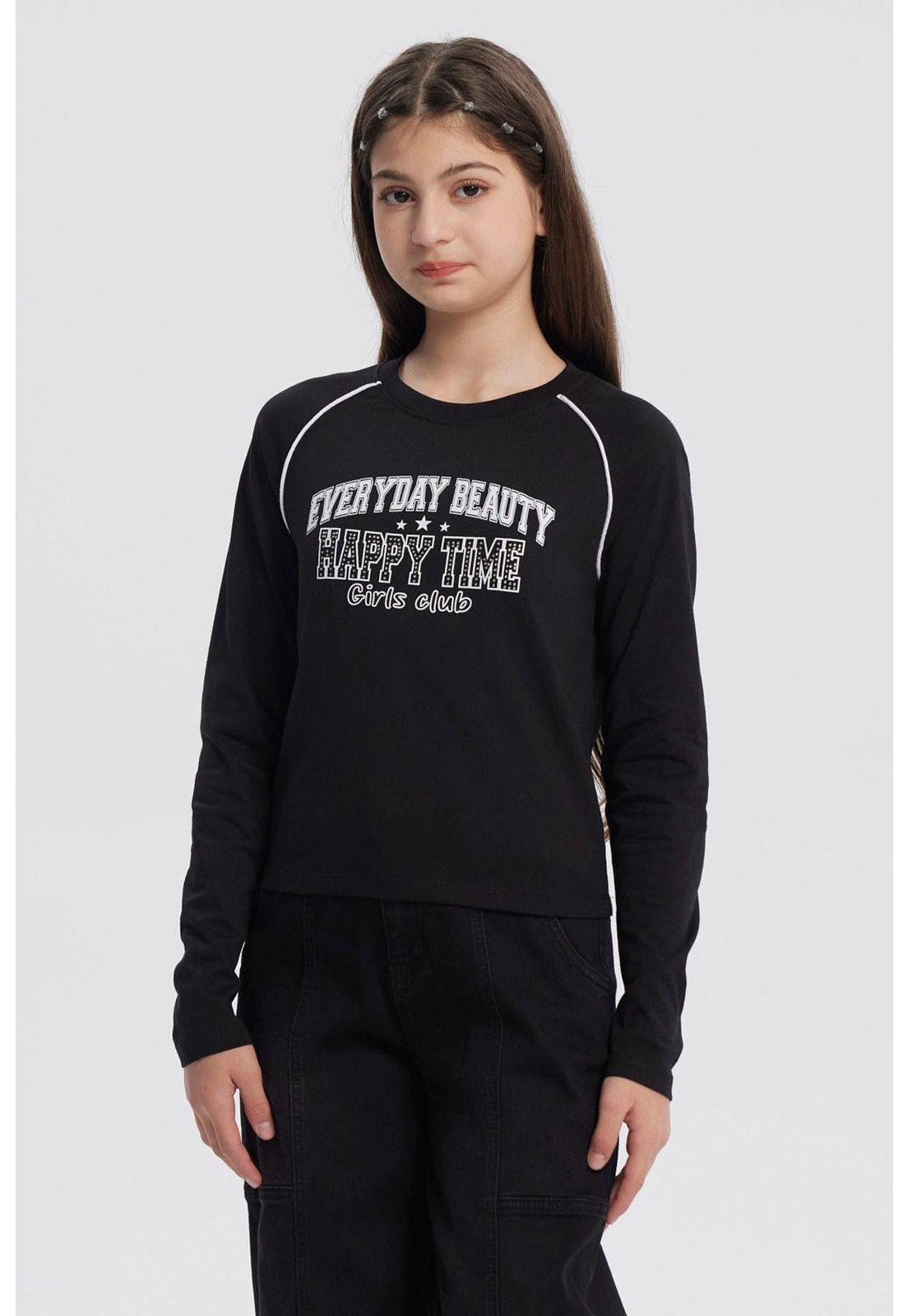 Polera Niña Cuello Redondo Negro-0