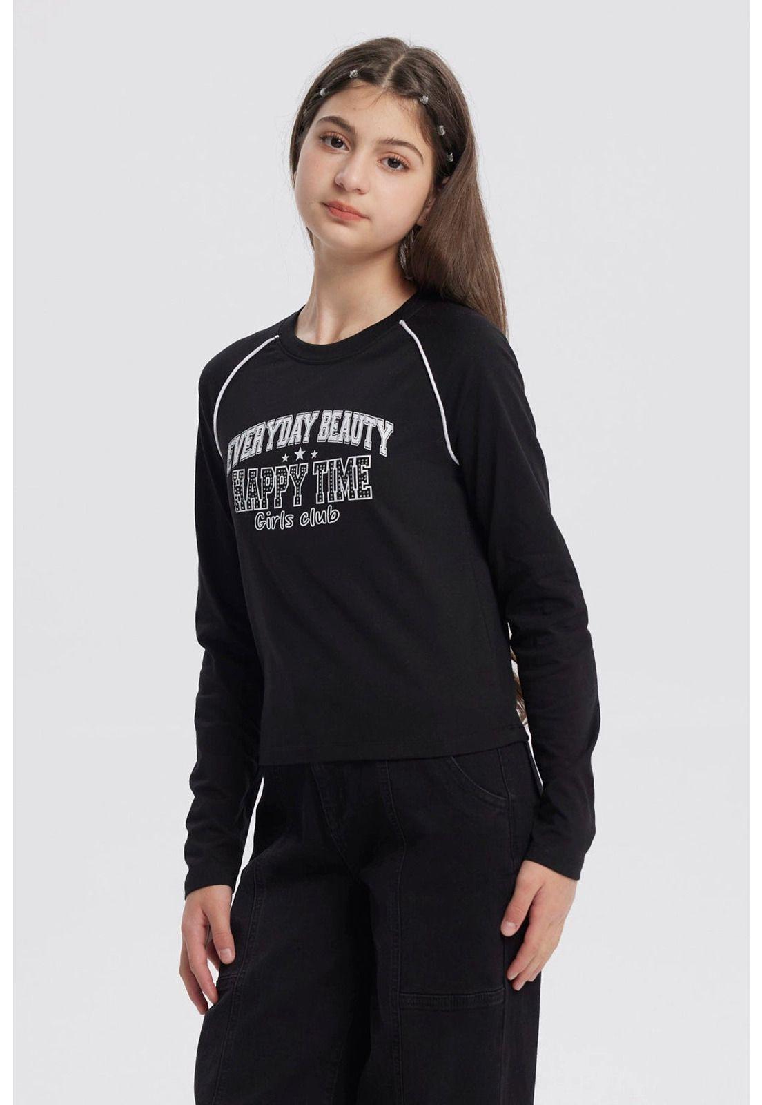 Polera Niña Cuello Redondo Negro-1