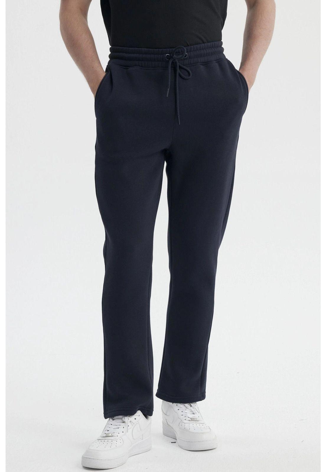 Pantalón Buzo Hombre Calce Recto Slim Azul Marino-0