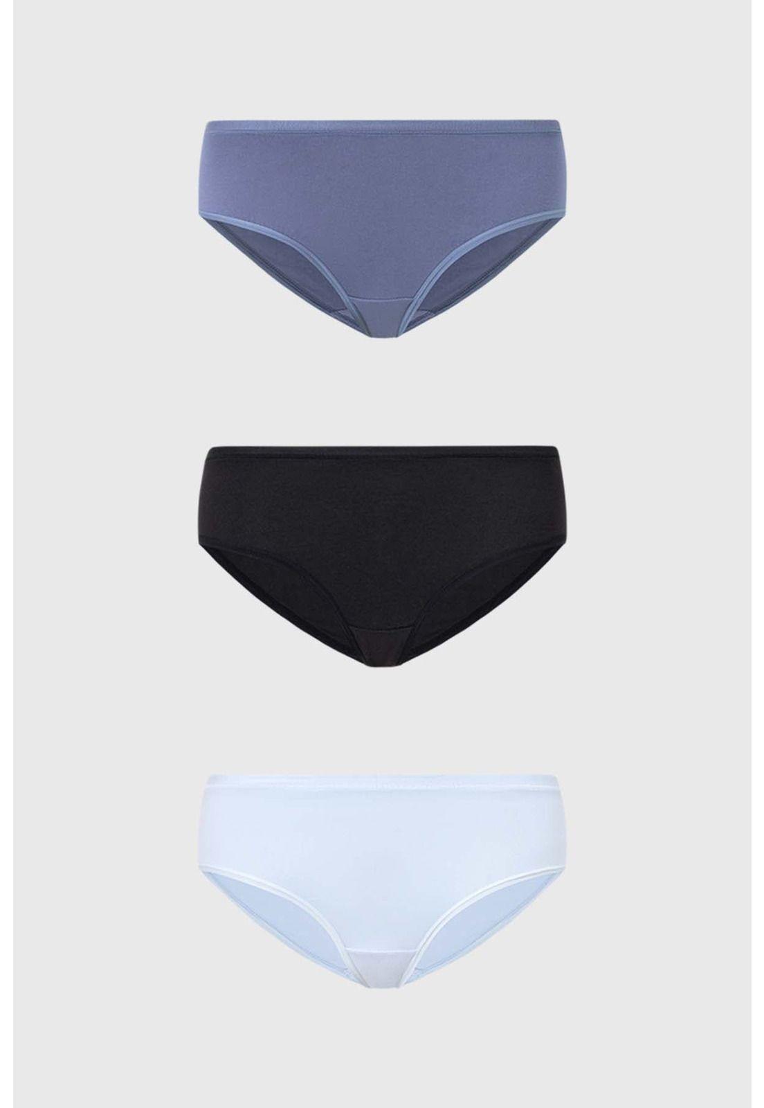 Calzón Mujer Tripack Bikini Liso Negro-0