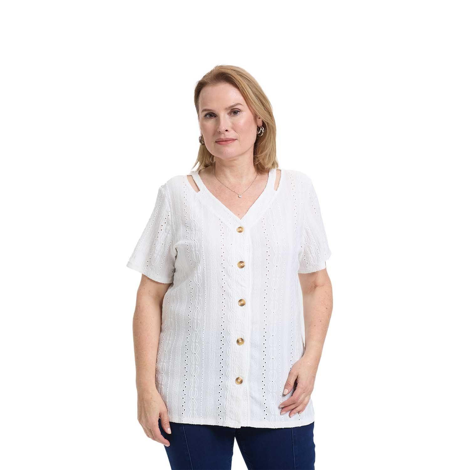 Polera Mujer Lisa Abotonada Crudo Fashion's Park-0
