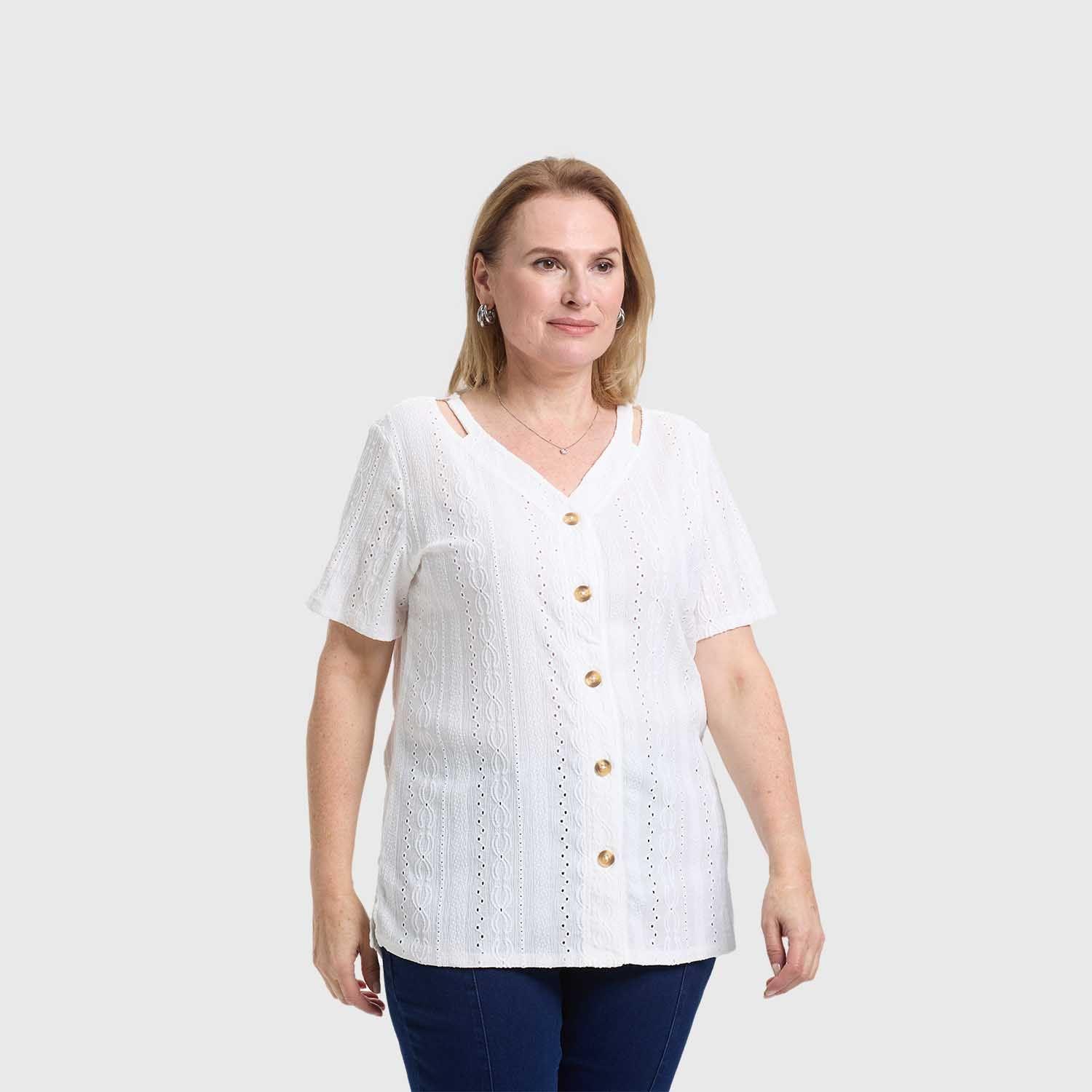 Polera Mujer Lisa Abotonada Crudo Fashion's Park-1