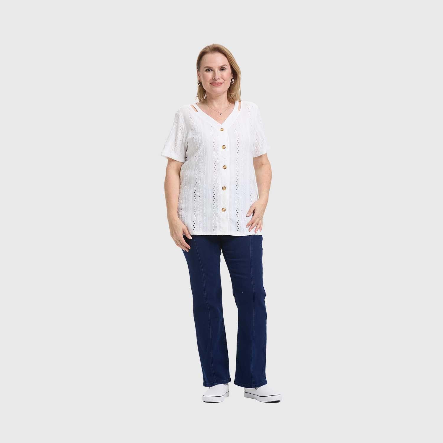 Polera Mujer Lisa Abotonada Crudo Fashion's Park-3