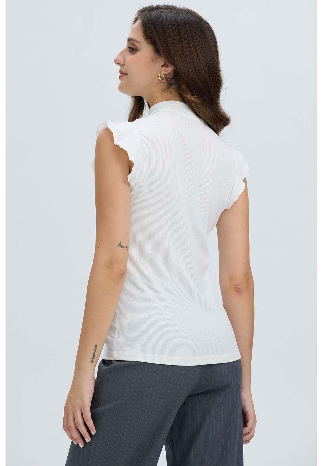 Polera Mujer Rib Terminaciones Crudo-2