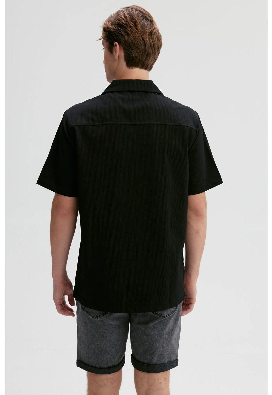 Camisa Hombre Textura Guayabera Negro - ll-2