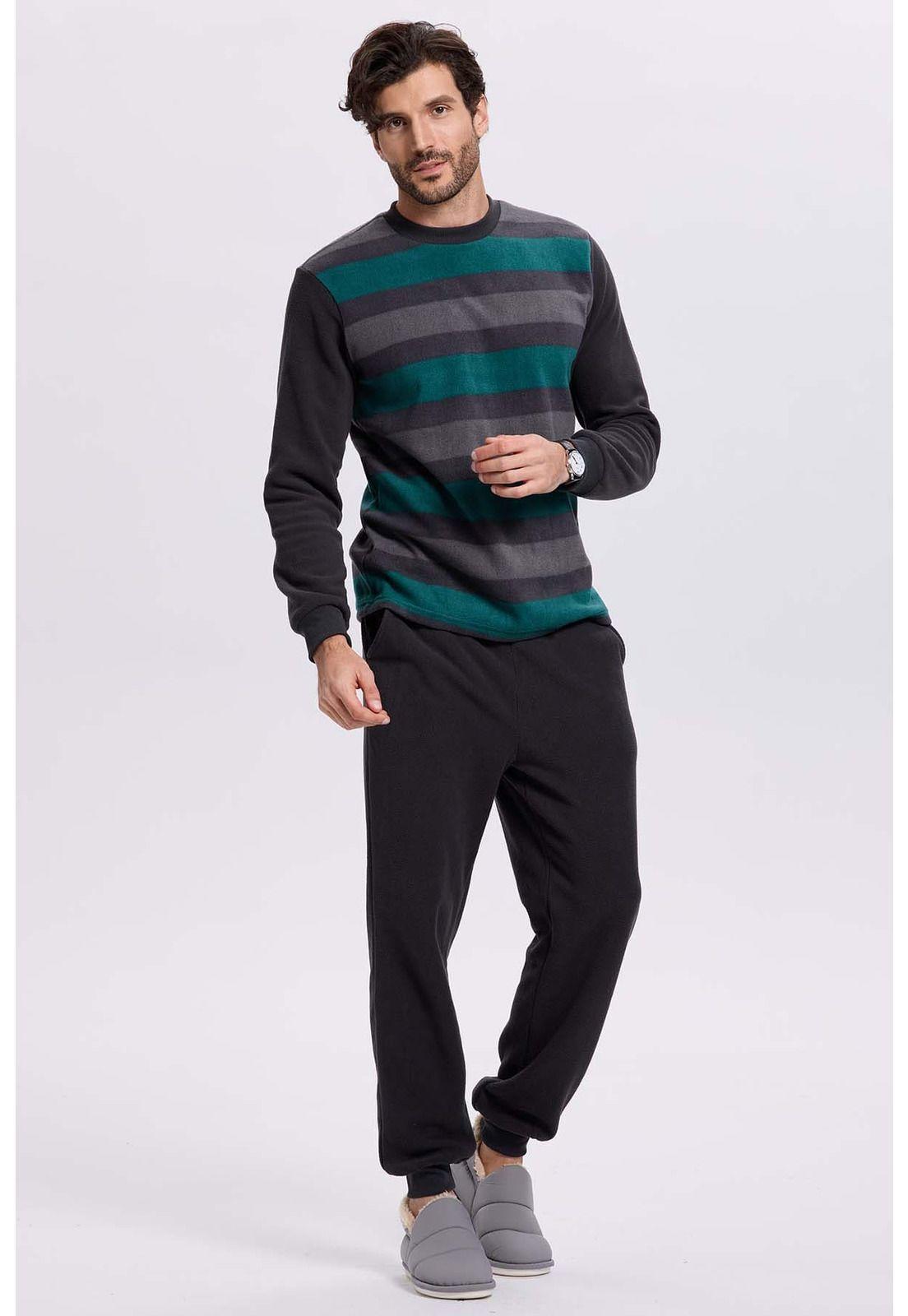Pijama Hombre Polar Rayas Marengo-1