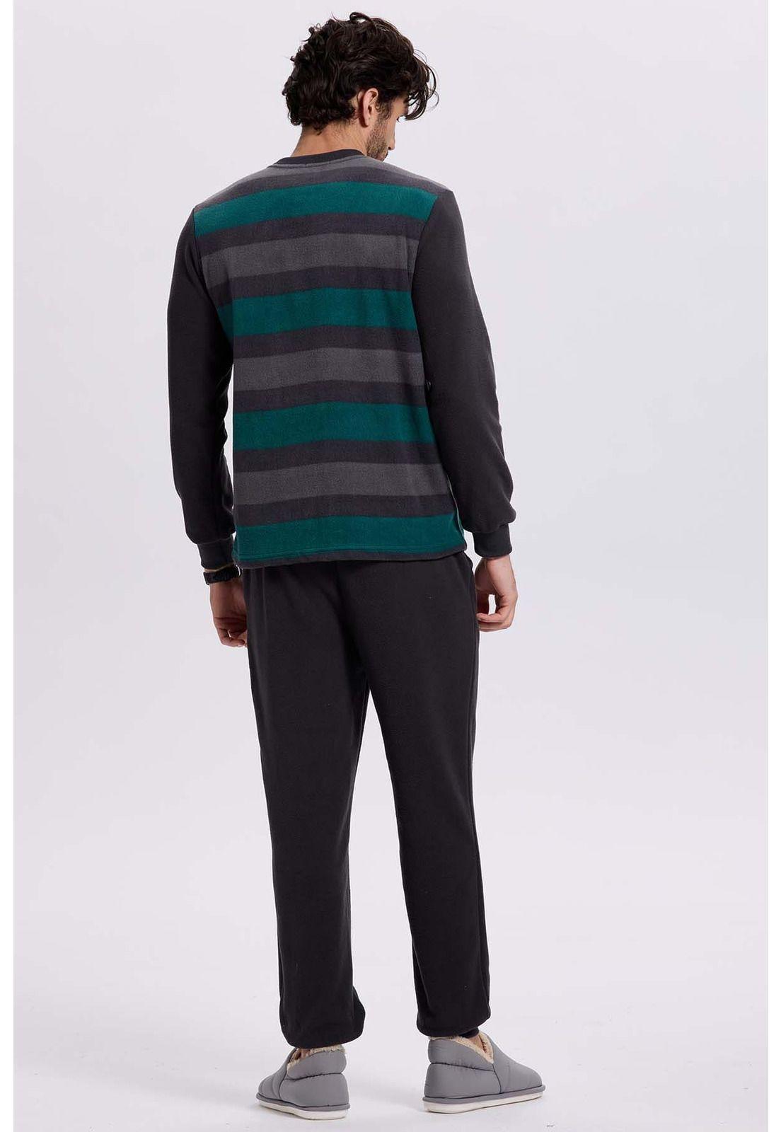 Pijama Hombre Polar Rayas Marengo-2
