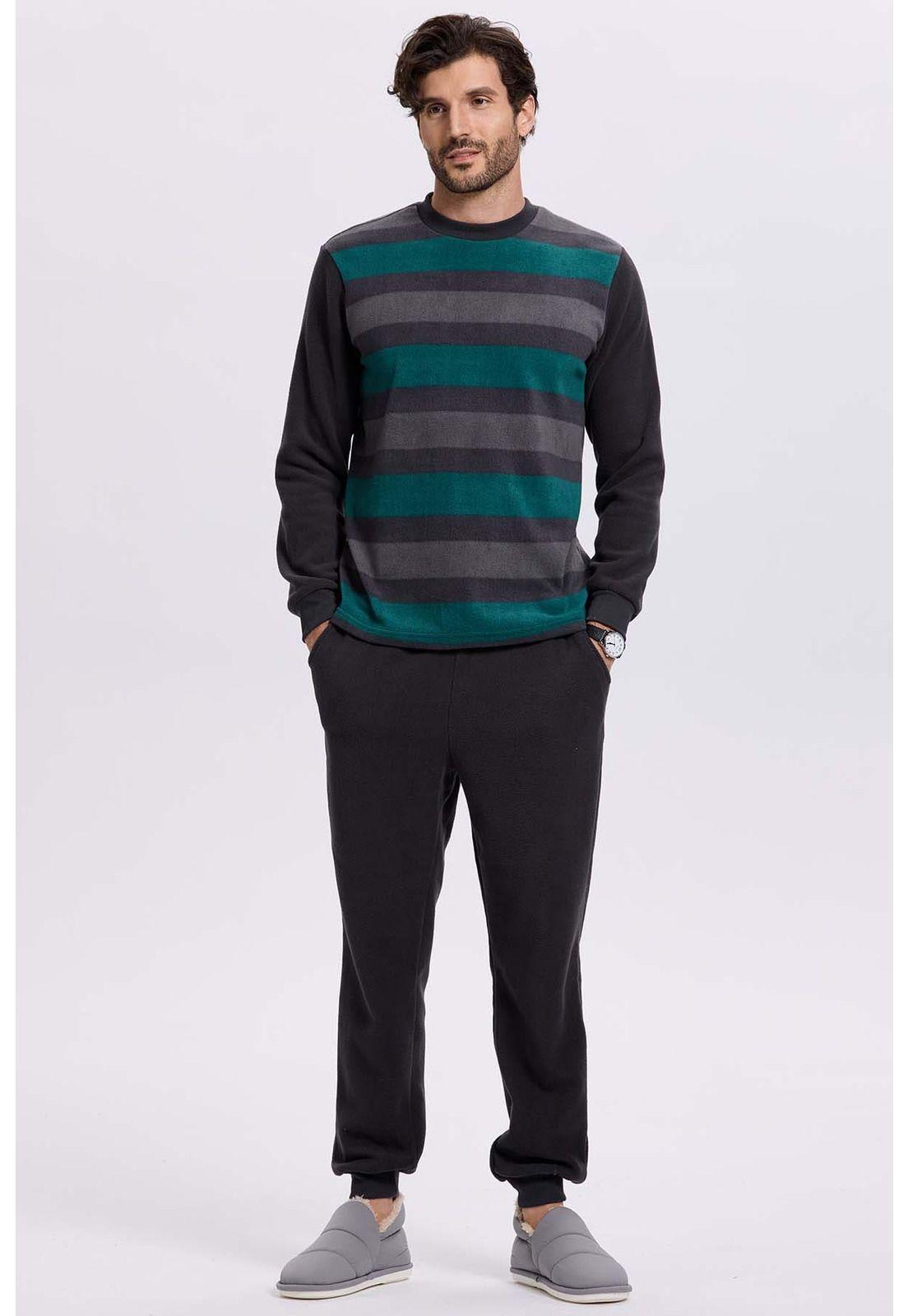 Pijama Hombre Polar Rayas Marengo-3