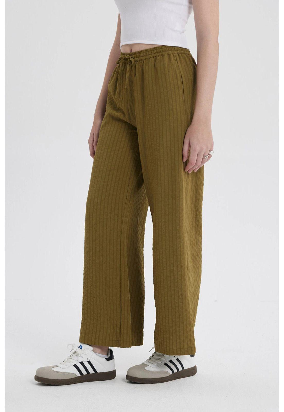 Pantalón Mujer Pretina Verde Olivo-1