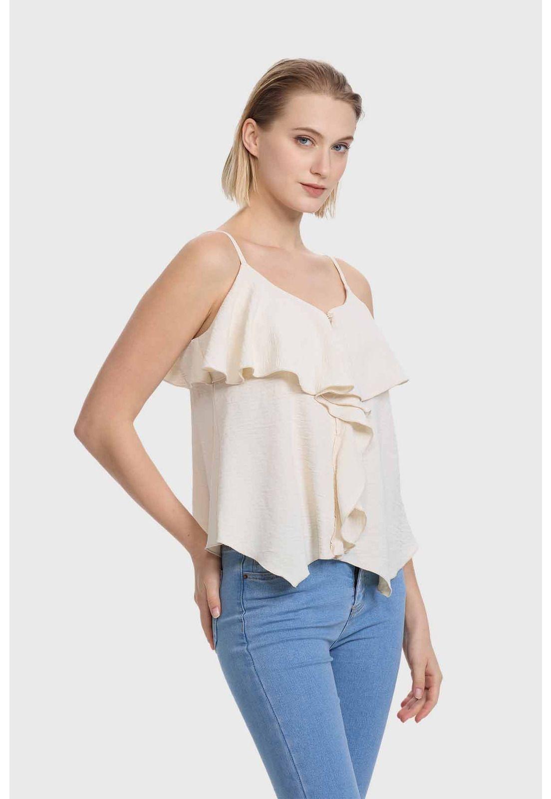 Polera Mujer Peto Pabilo Vuelos Delanteros Arena-1